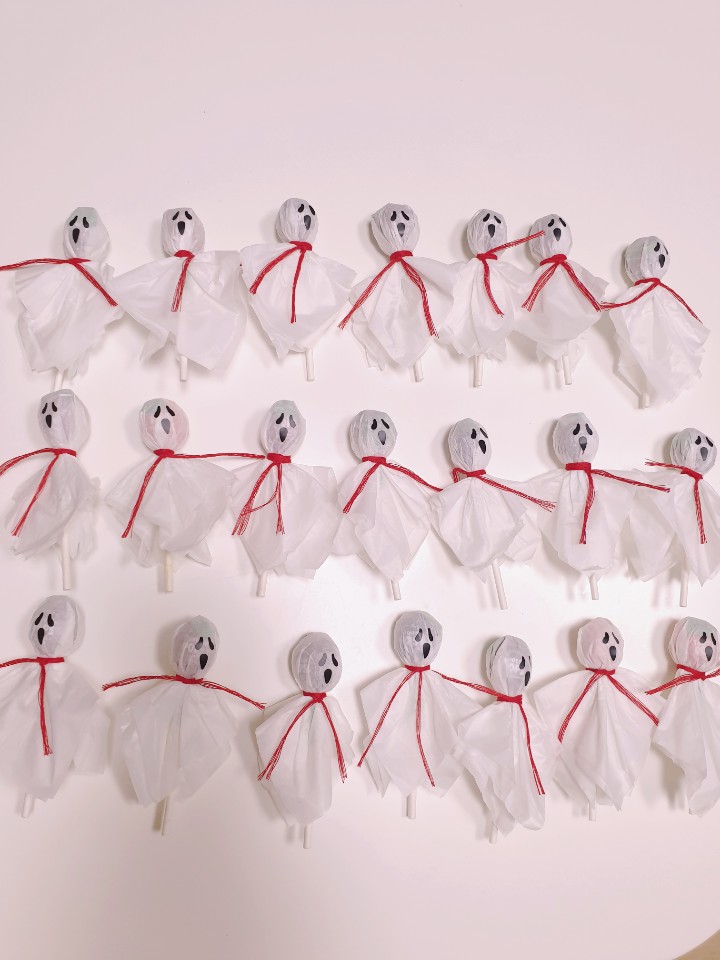 할로윈 귤 스티커 유령 홈파티 코스튬 어린이집 유치원 간식 표정 사탕 포장 얼굴 - 상세 이미지 5