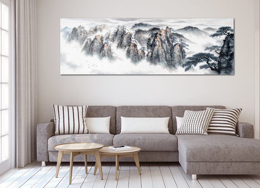산그림 수묵화 거실 안방 풍수 인테리어 집들이 가게오픈 선물 절경의산새중형 - 상세 이미지 3