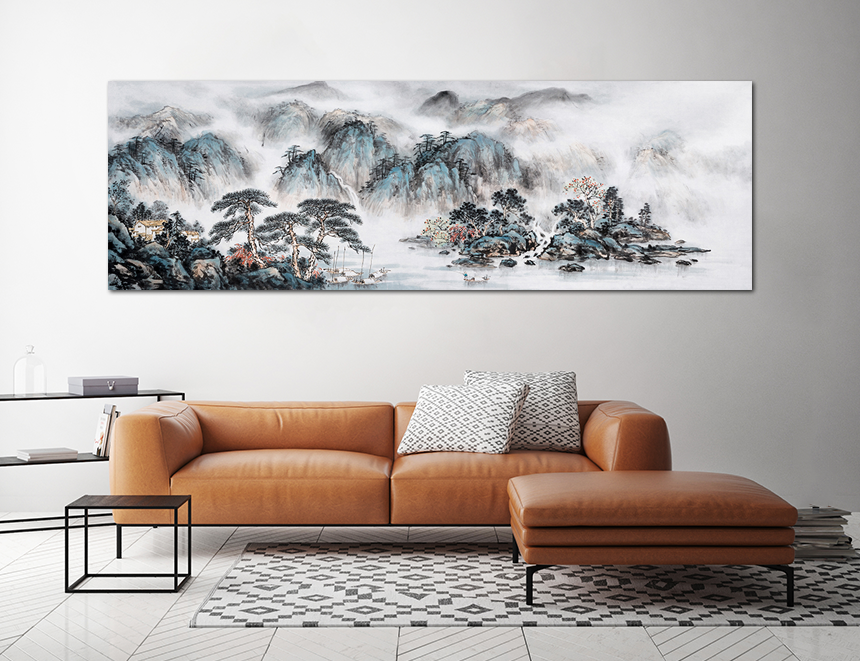 아침 산그림 배산임수 한국화 거실 안방 풍수 집들이 개업 선물 이른아침풍경중형 - 상세 이미지 4