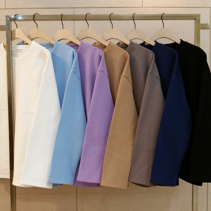 남녀공용 기모 파스텔 민트 오버핏 무지 쭉티 남성 긴팔티 10color - 상세 이미지 2