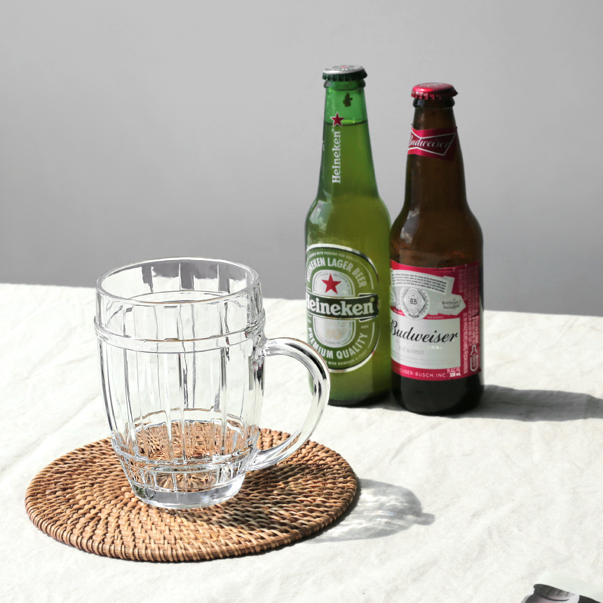 BIG 바이킹 맥주잔 530ML 오크통 디자인 유리 글라스 머그 손잡이 맥주컵 - 상세 이미지 5