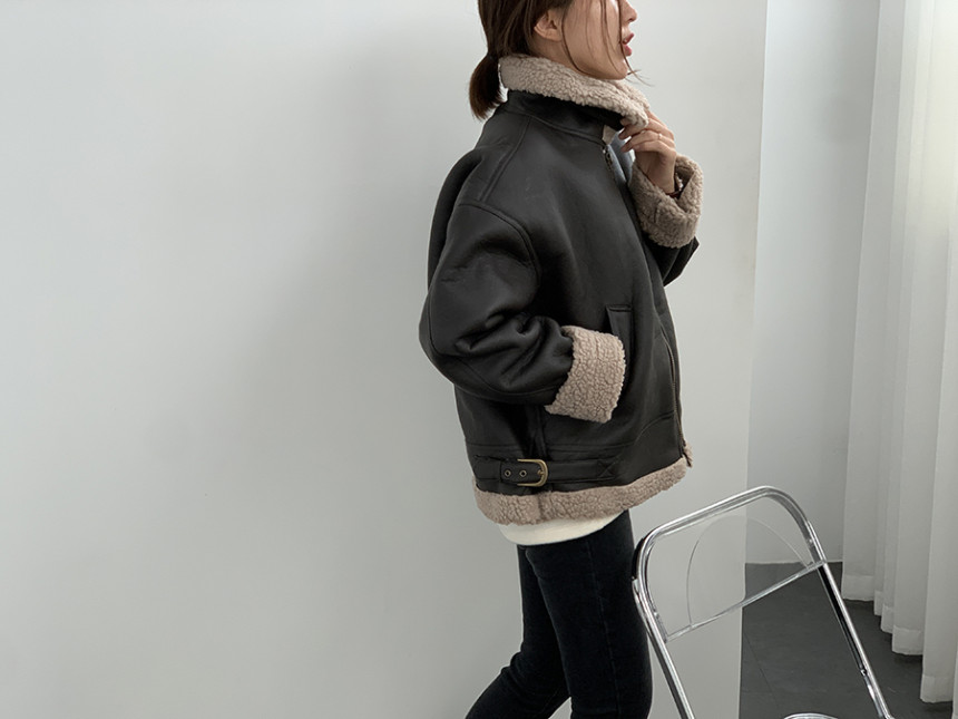 베이직 덤블 비조 벨트 무스탕 상세 이미지 35