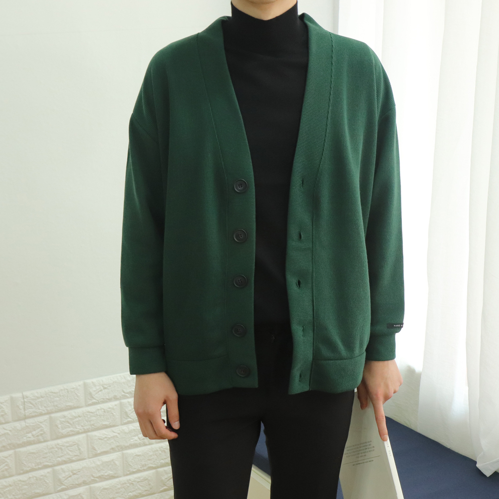 남자가디건 오버핏 구김없는 브이넥 커플가디건 - 상세 이미지 3