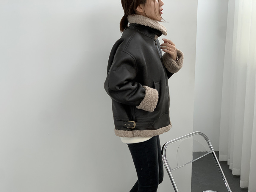 베이직 덤블 비조 벨트 무스탕 상세 이미지 36