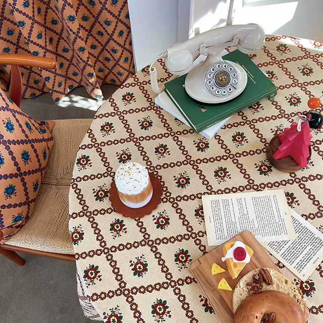 스페니쉬플로르 식탁보 원형 사각 크리스마스 성탄절 테이블보 진베이지 95X110