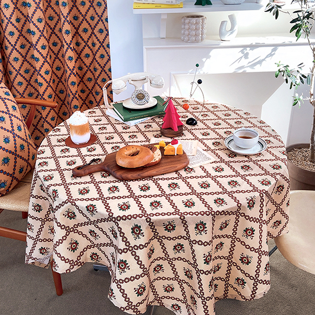 스페니쉬플로르 식탁보 원형 사각 크리스마스 성탄절 테이블보 진베이지 95X110
