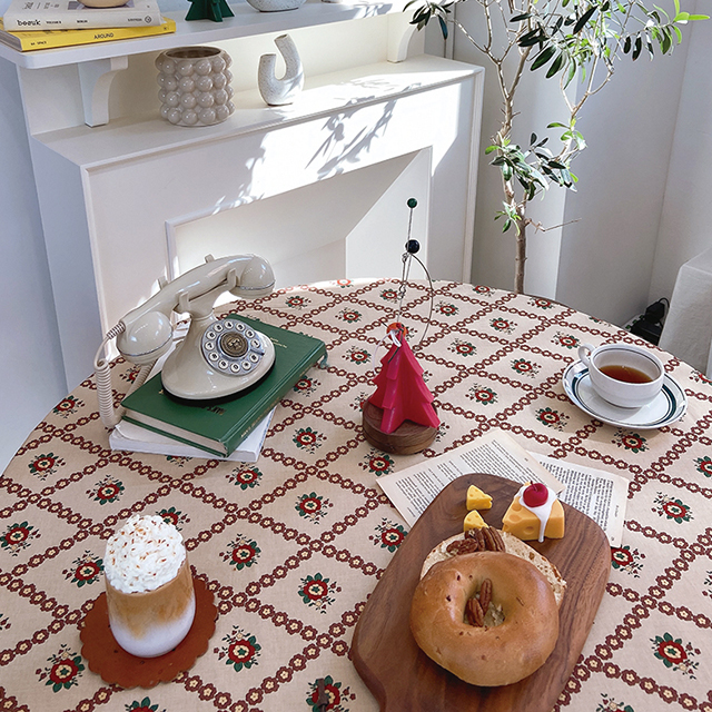 스페니쉬플로르 식탁보 원형 사각 크리스마스 성탄절 테이블보 진베이지 95X110