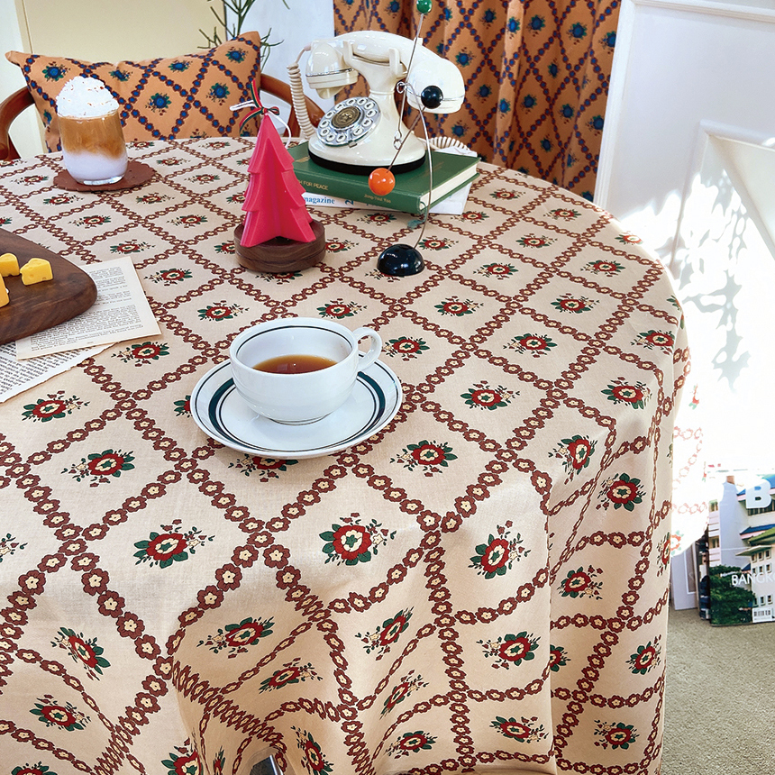 스페니쉬플로르 식탁보 원형 사각 크리스마스 성탄절 테이블보 진베이지 95X110