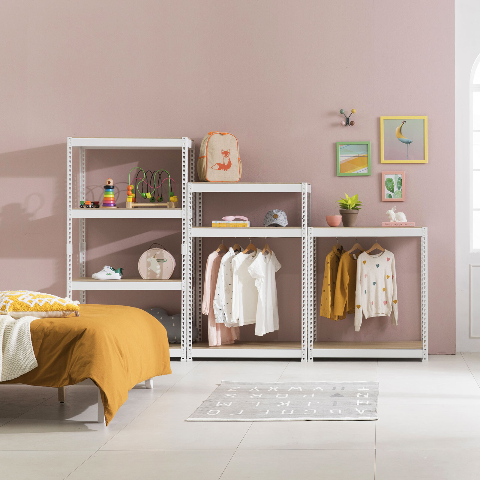 시스템행거 드레스룸 조립식 행거 스탠드 무볼트 스피드랙 400x400x900 2단 1행거