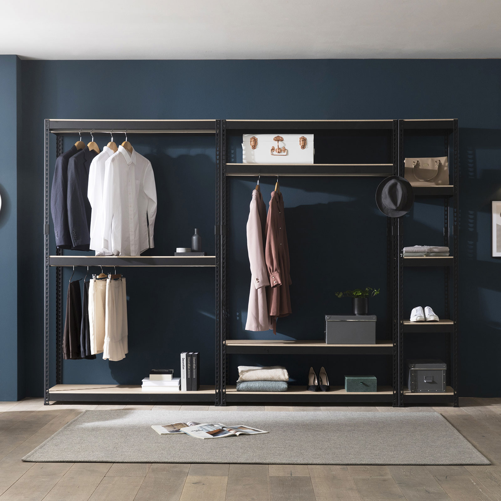 시스템행거 드레스룸 조립식 행거 스탠드 무볼트 스피드랙 400x400x900 2단 1행거