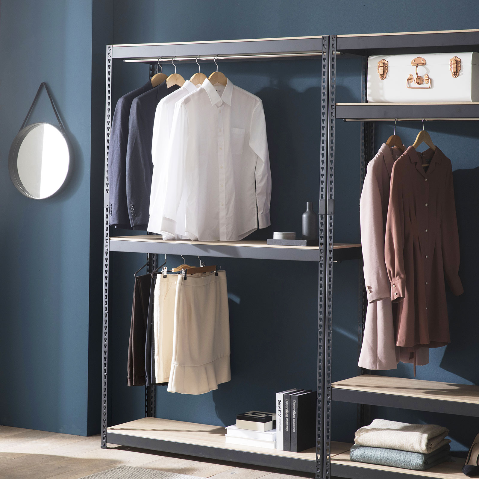 시스템행거 드레스룸 조립식 행거 스탠드 무볼트 스피드랙 400x400x900 2단 1행거