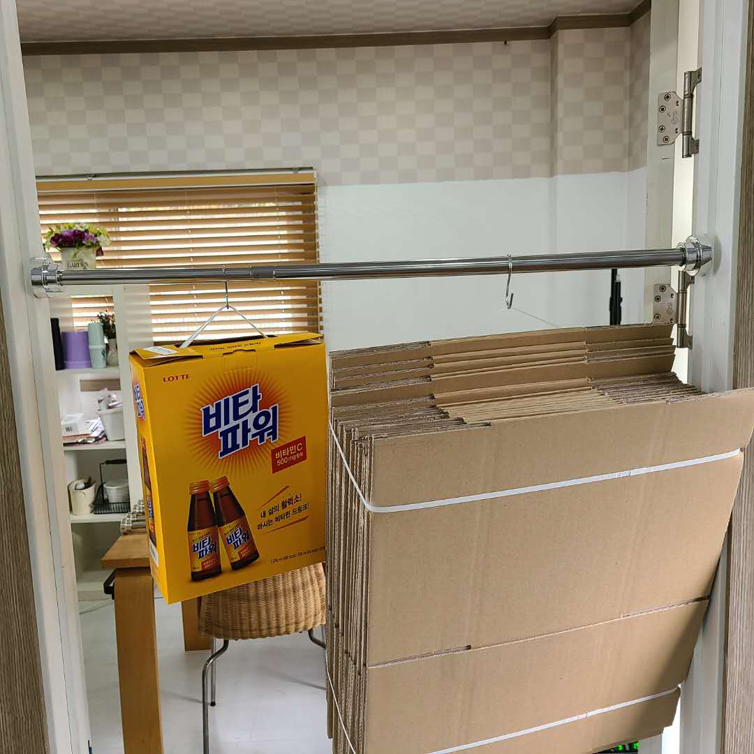 22mm 초강도 스텐 커튼봉 미끄럼방지 압축식 길이조절 봉 55-85cm