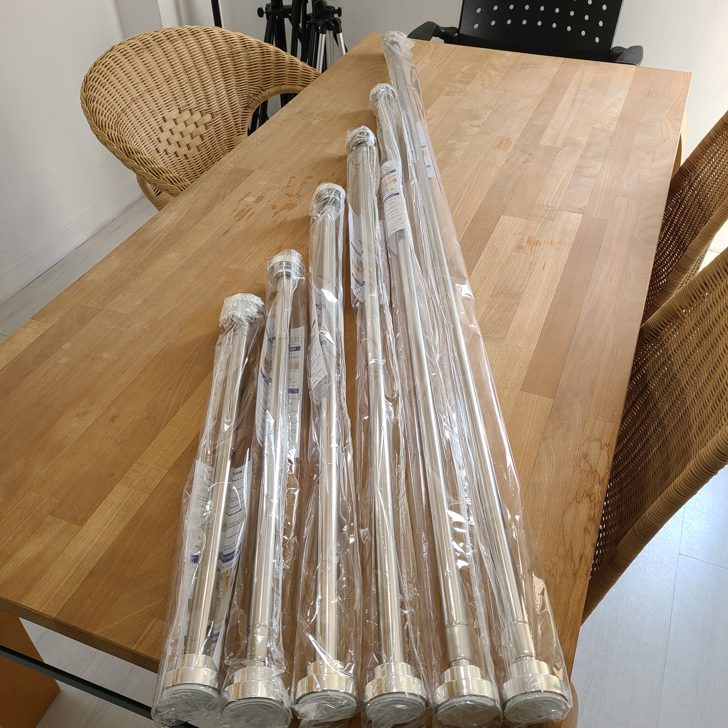 22mm 초강도 스텐 커튼봉 미끄럼방지 압축식 길이조절 봉 55-85cm