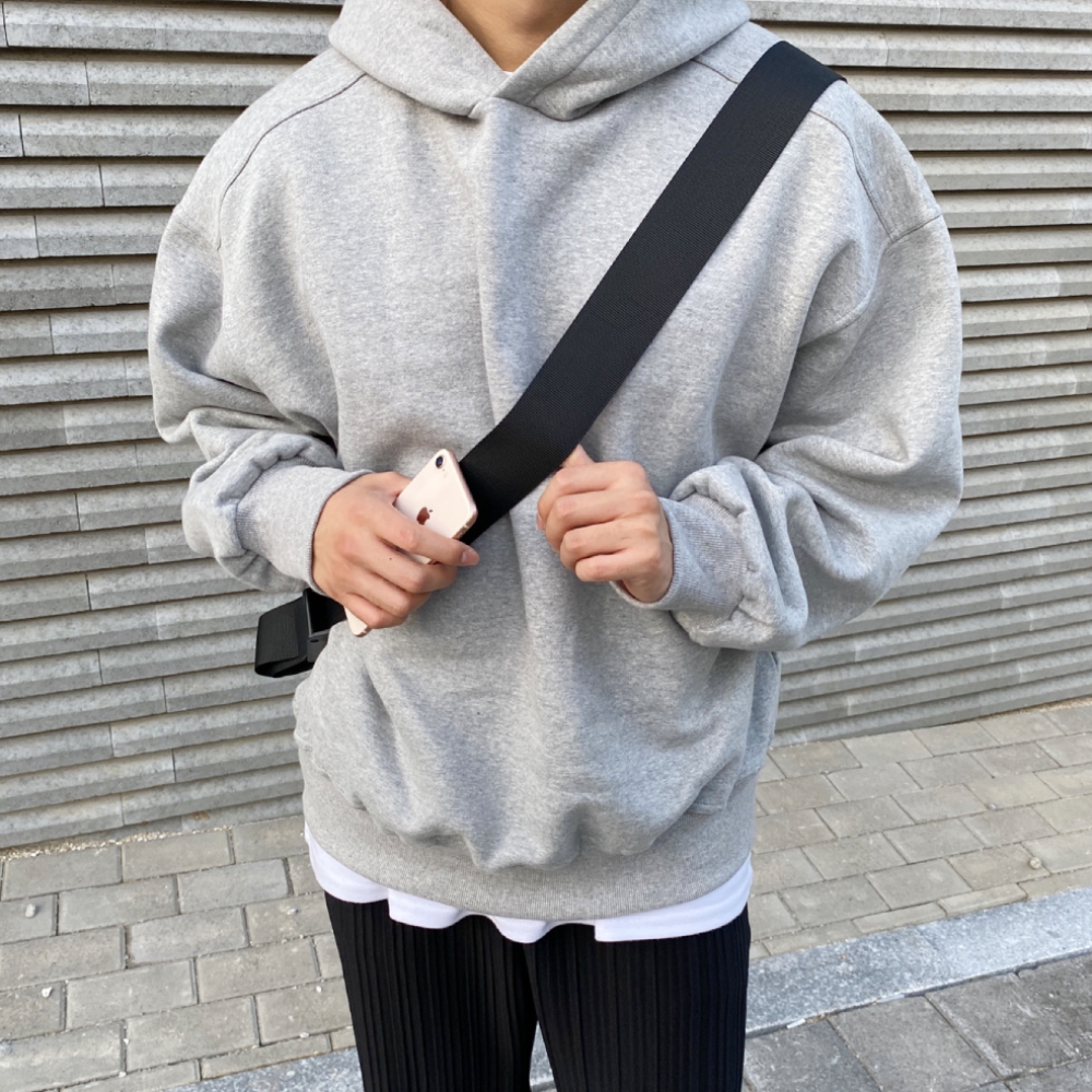 어깨넓어보이는 끈없는 주머니없는 오버핏 모자큰 기모 두꺼운 두툼한 후드티 - 상품 이미지