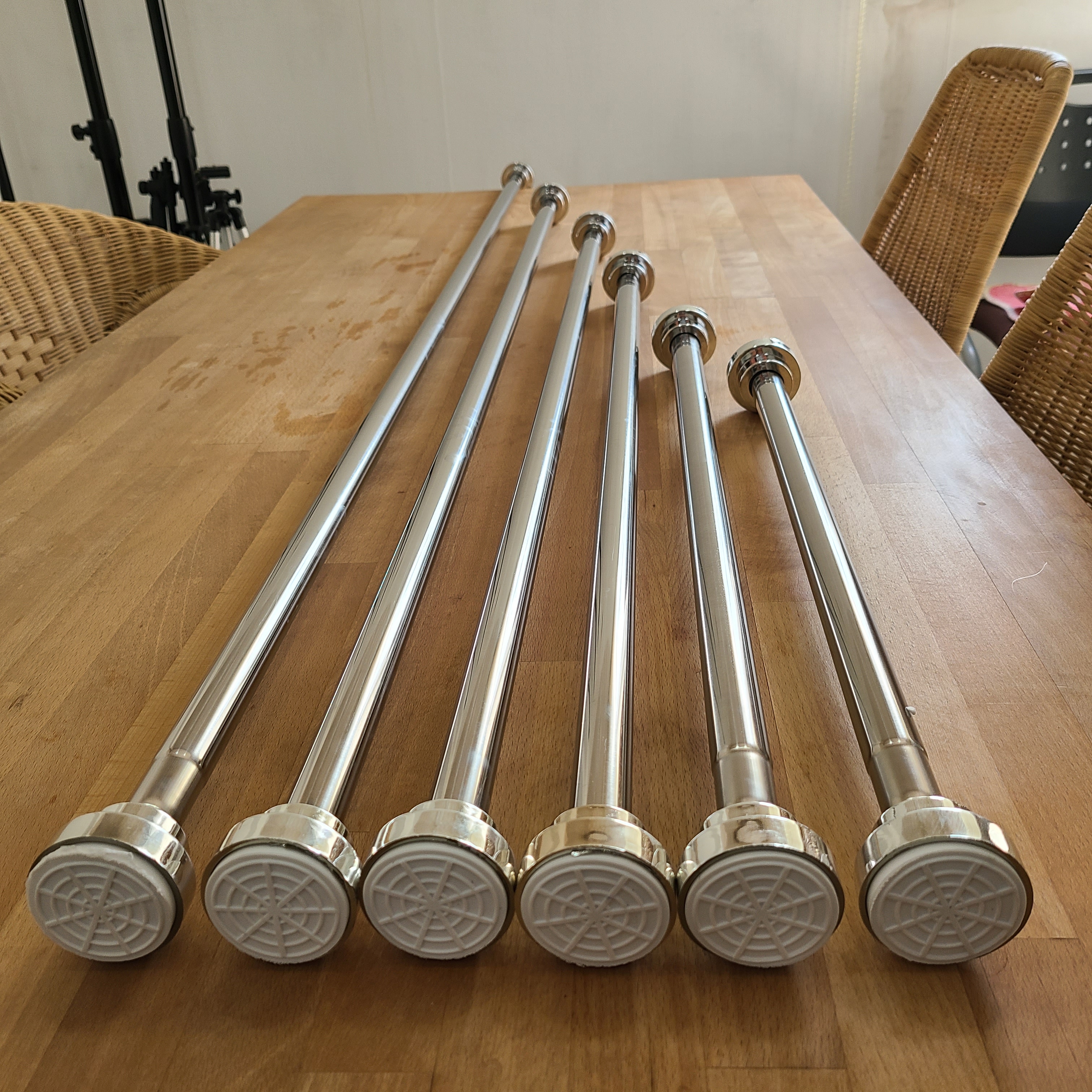 22mm 초강도 스텐 커튼봉 미끄럼방지 압축식 길이조절 봉 55-85cm