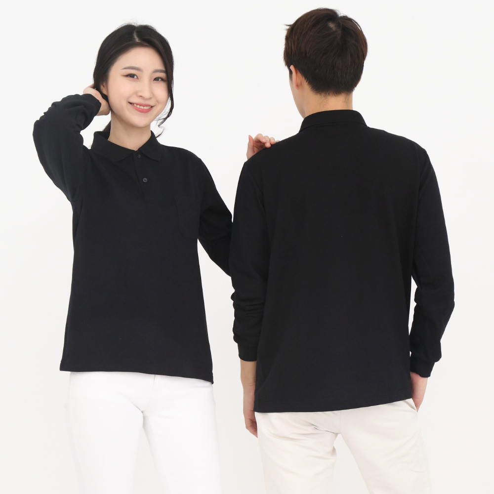 30수pk 검정카라 긴팔티셔츠 식당서빙유니폼 가게티 단체티음식점유니폼 홀서빙복 - 상세 이미지 4