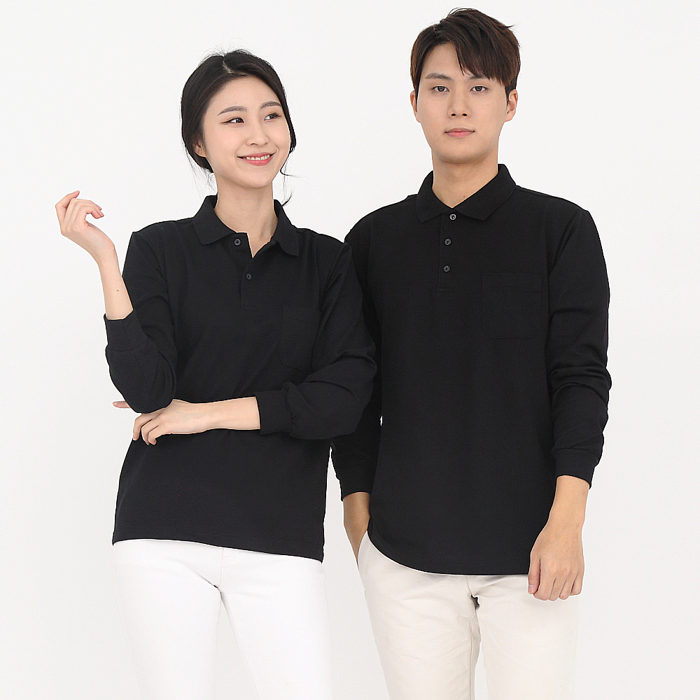 30수pk 검정카라 긴팔티셔츠 식당서빙유니폼 가게티 단체티음식점유니폼 홀서빙복 - 상세 이미지 5