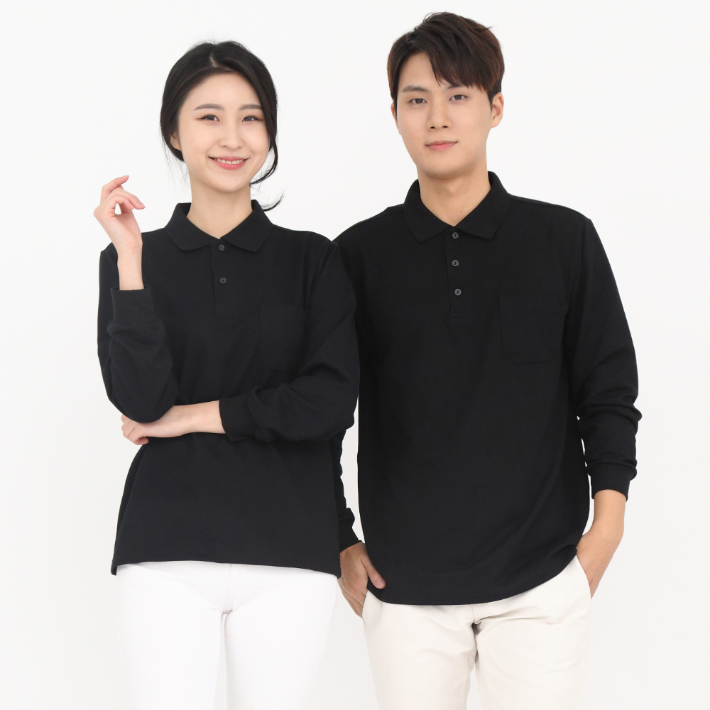 30수pk 검정카라 긴팔티셔츠 식당서빙유니폼 가게티 단체티음식점유니폼 홀서빙복 - 상세 이미지 2