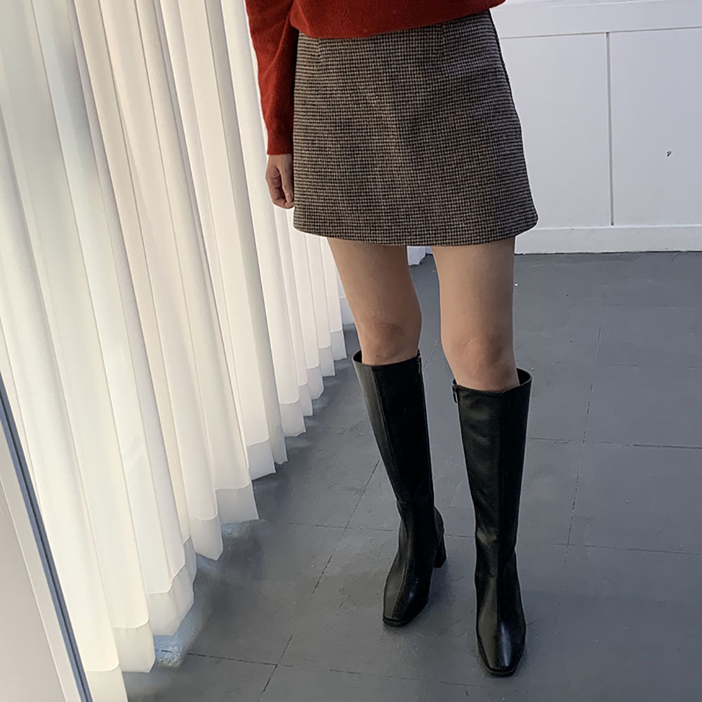 (SALE) 6cm 통 넓은 스퀘어 사각코 여성 롱부츠 (2color) 넉넉한 부츠 - 상세 이미지 5