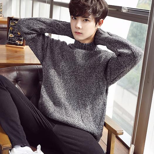 예쁜 남자 반목 니트 겨울 검은색 베이지 쫀쫀한 목폴라 남성 반 목티 폴라티 코디 - 상세 이미지 4