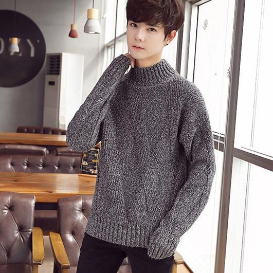예쁜 남자 반목 니트 겨울 검은색 베이지 쫀쫀한 목폴라 남성 반 목티 폴라티 코디 - 상세 이미지 5
