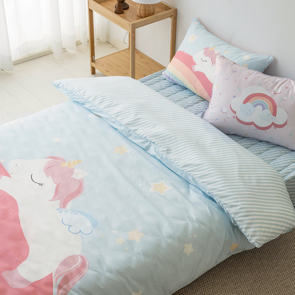 키즈 알러지 사계절 무봉제 누빔 이불커버 패드세트 엘리 (유니콘), S.SS(싱글.슈퍼싱글겸용)