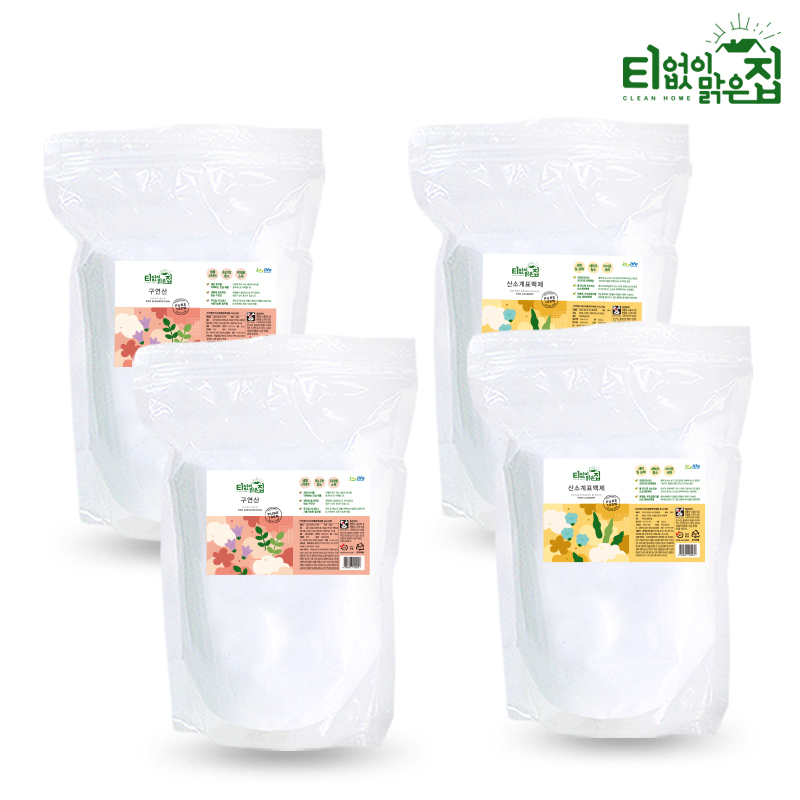구연산 + 산소계표백제 과탄산소다 2kg X 2 (총 4kg) 지퍼팩 천연 세제 세탁 - 메인 이미지