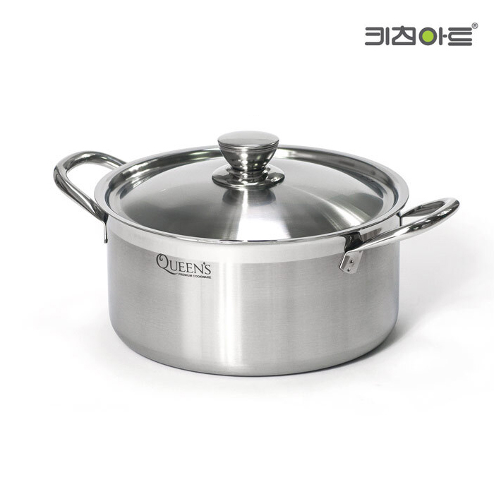 키친아트 퀸즈 스테인레스 통3중 인덕션 냄비 / 양수 24cm - 상품 이미지