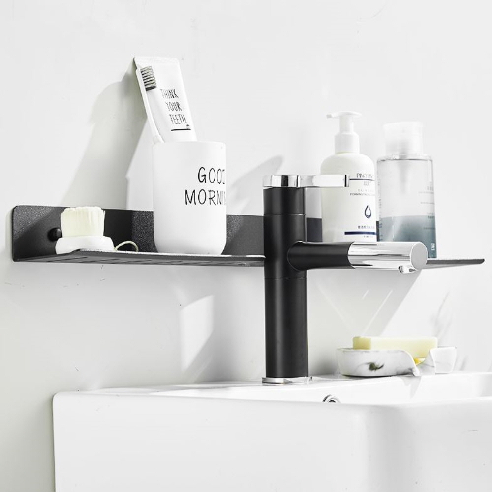 무타공 세면대선반 욕실 화장실선반 정리대 30cm 블랙 - 상세 이미지 5