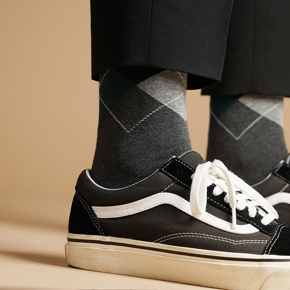 삭피엔스 남자 중목 패션 양말 싱글 아가일 패턴 5color N배송