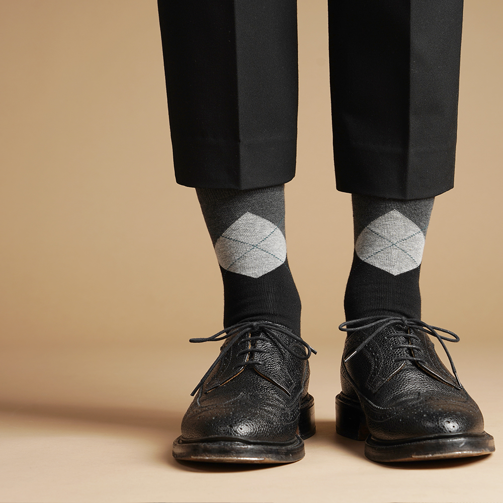 삭피엔스 남자 중목 패션 양말 싱글 아가일 패턴 5color N배송