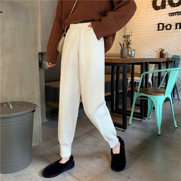따뜻한 겨울 기모 니트 조거팬츠 도톰 슬림핏 데일리바지 - 상세 이미지 2
