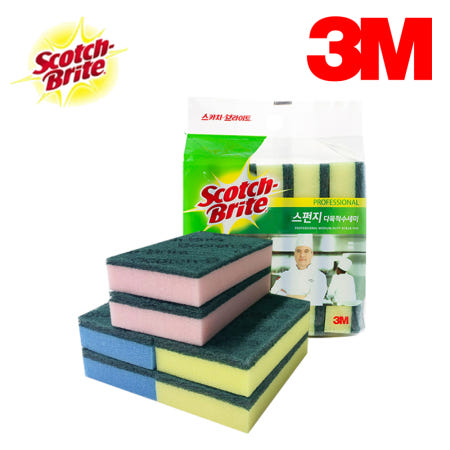 3M 스카치브라이트 스펀지 다목적 수세미 노랑 SL-135 (대) 5개입 주방 욕실 화장실 청소