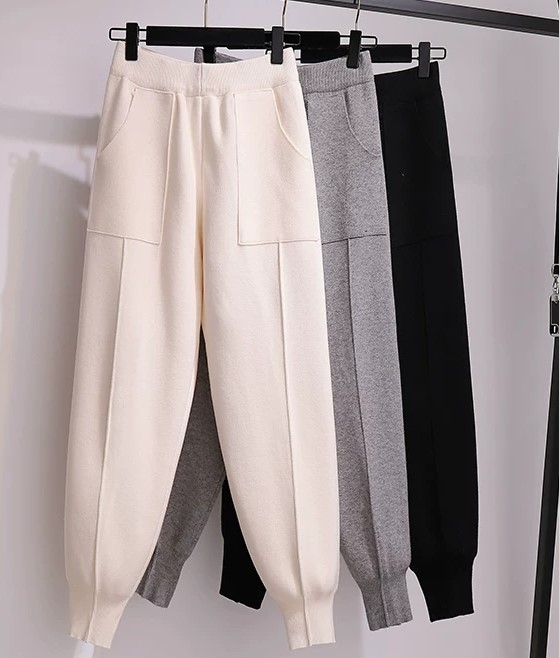 겨울 기모 니트 조거 밴딩팬츠 중년 데일리 꾸안꾸 여자여자 제품 이미지