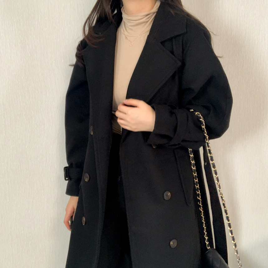 [울함유/고퀄]라떼 허리벨트 트렌치 더블 롱 울코트 상세 이미지 18