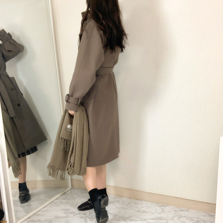 [울함유/고퀄]라떼 허리벨트 트렌치 더블 롱 울코트 상세 이미지 8