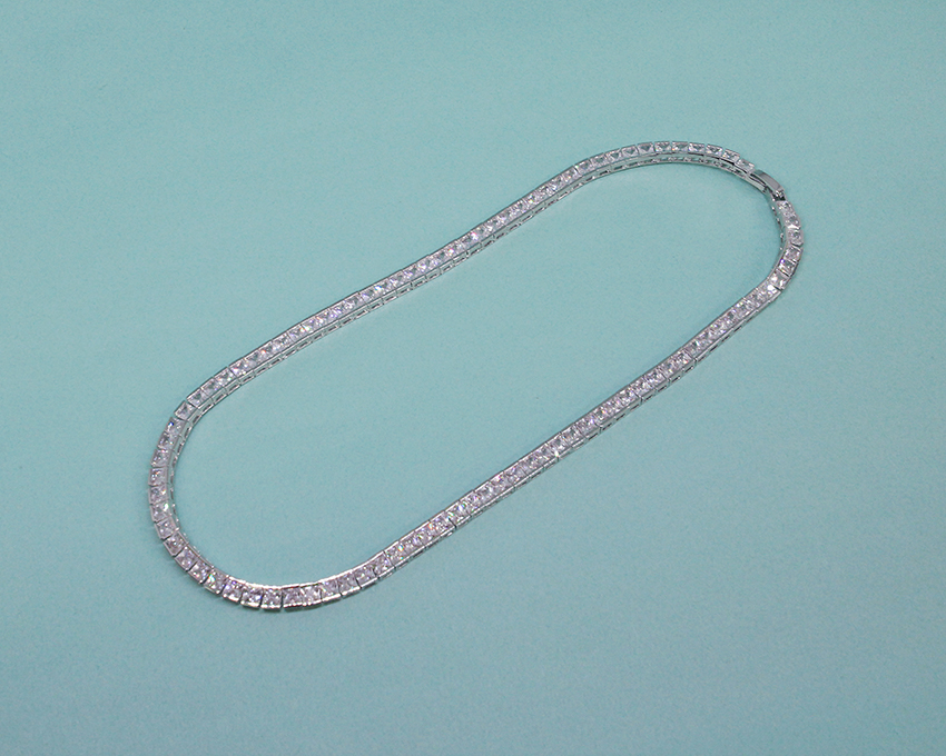 4mm 스퀘어 큐빅 지르코니아 테니스목걸이 - 상세 이미지 3