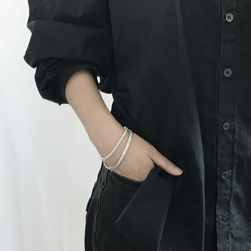 스퀘어 큐빅 테니스 팔찌 3mm 이미지 6