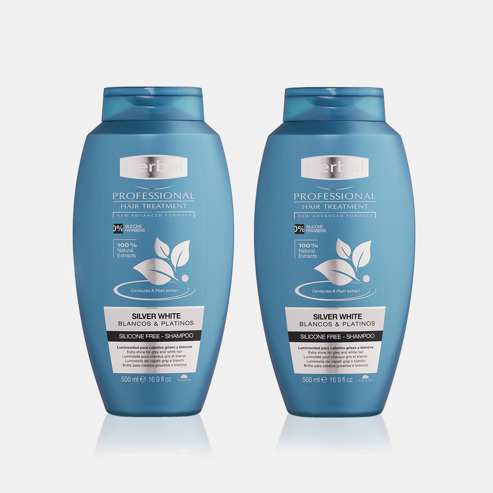허벌히스패니아 실버화이트 천연 보색샴푸 탈색 애쉬 그레이 흰머리 모발관리 500ml, 2개