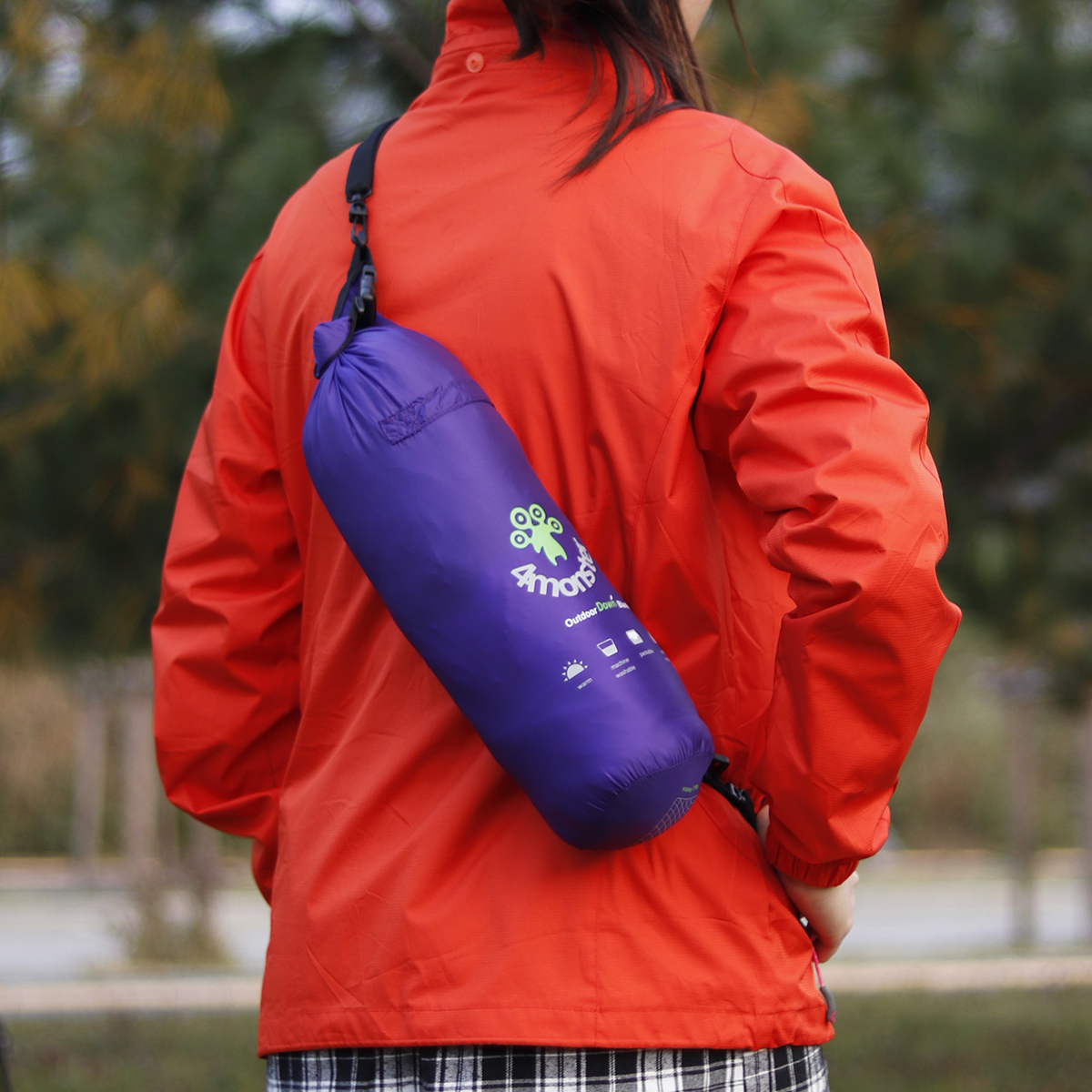 덕다운 캠핑 차박 초경량 패딩담요 사계절 다용도 블랭킷 침낭 이불 대용 퍼플 이미지 6