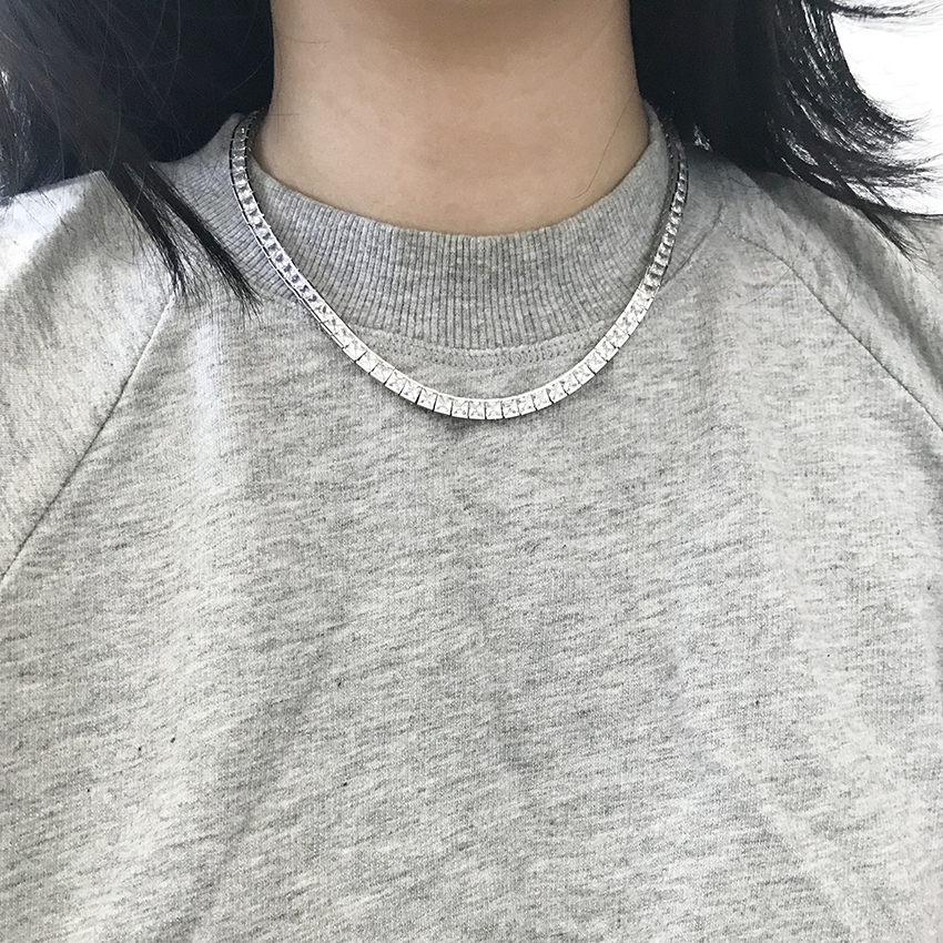 4mm 스퀘어 큐빅 지르코니아 테니스목걸이 이미지 6