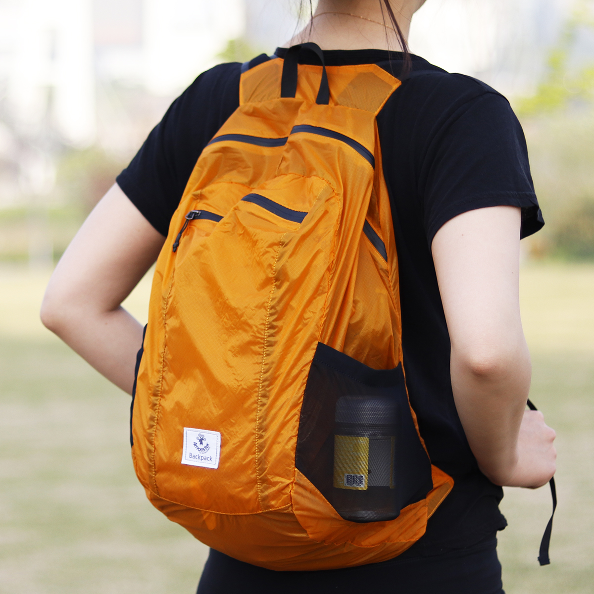 폴딩백팩 24L 초경량 백팩 휴대용 접이식가방 등산 레저 하이킹 오렌지 - 상세 이미지 3