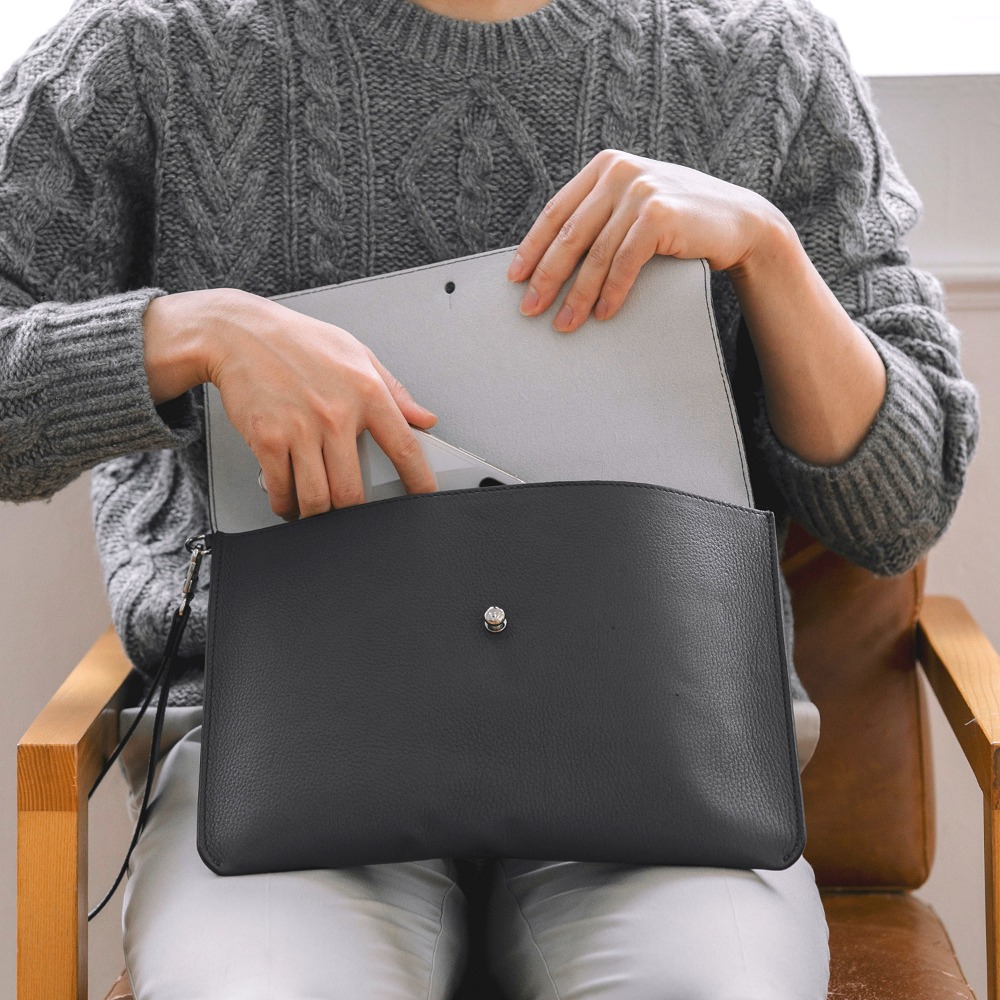 가죽공방 수제 클러치백 이태리 명품가죽 파우치 가방 블랙 화이트 이미지 6