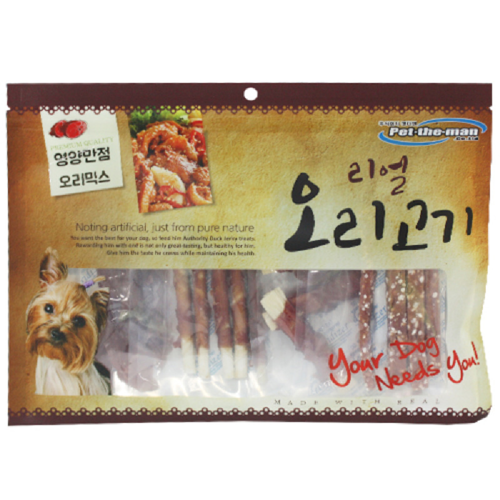 대용량 강아지 사사미 간식 헬로도기 리얼 훈제 오리 고기 오리믹스, 300g, 1개 - 메인 이미지