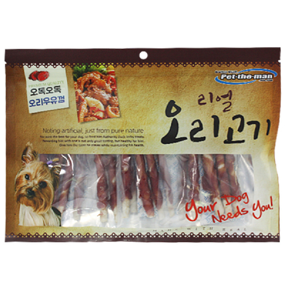 대용량 강아지 사사미 간식 헬로도기 리얼 훈제 오리 고기 오리우유껌, 300g, 1개 - 메인 이미지