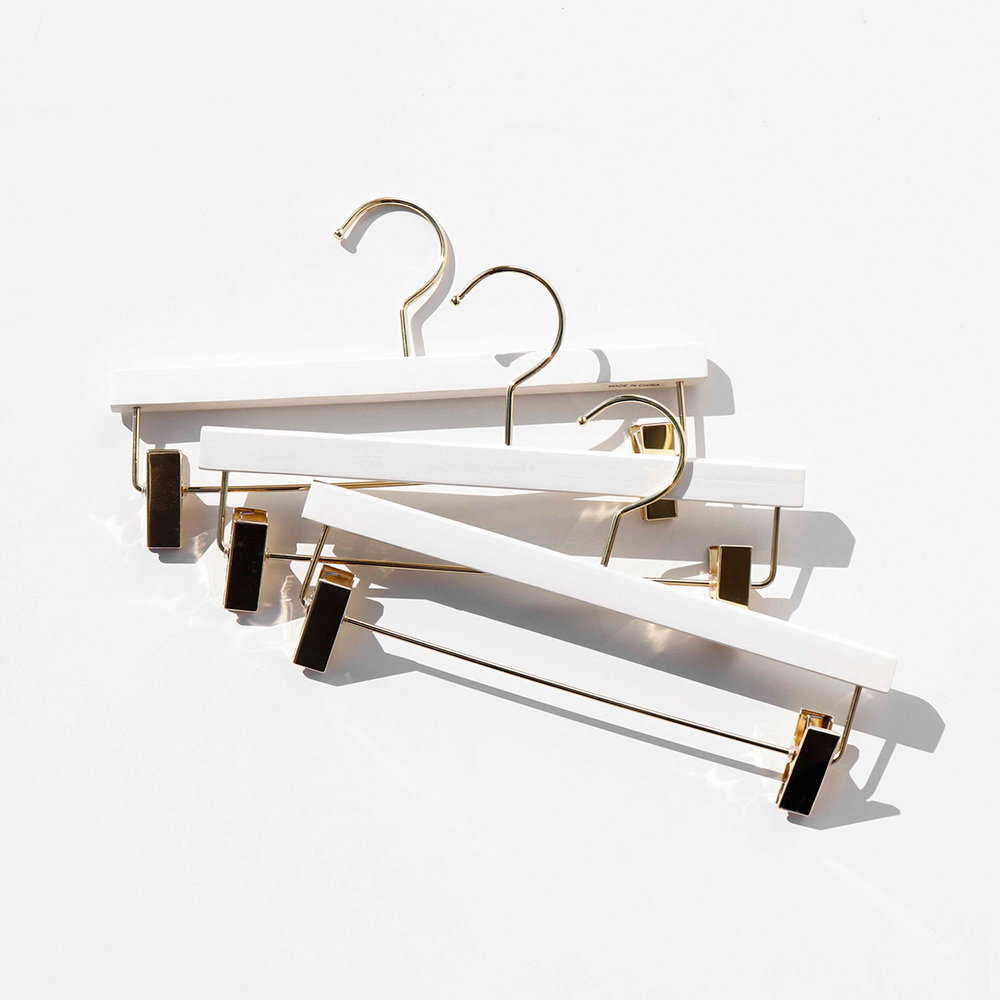 골드 철제 화이트 원목 나무 집게바지걸이 논슬립 치마 하의옷걸이 낱개