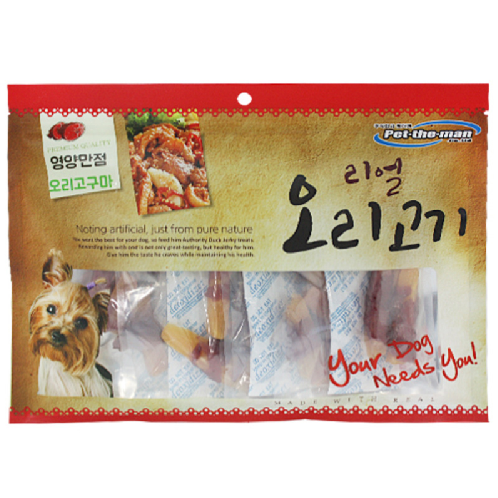 대용량 강아지 사사미 간식 헬로도기 리얼 훈제 오리 고기 오리고구마, 300g, 1개 - 메인 이미지