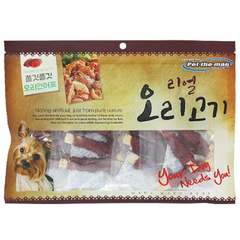 대용량 강아지 사사미 간식 헬로도기 리얼 훈제 오리 고기 오리연어포, 300g, 1개 - 메인 이미지