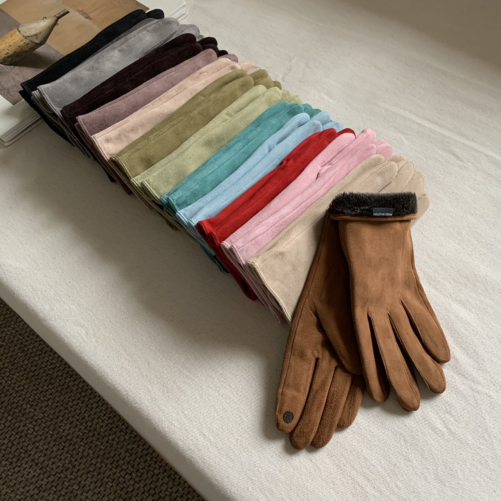 (백화점 납품) 천연 스웨이드 기모 여성 겨울장갑 털 가죽 장갑 스마트폰 터치 손가락 장갑 상세 이미지 3