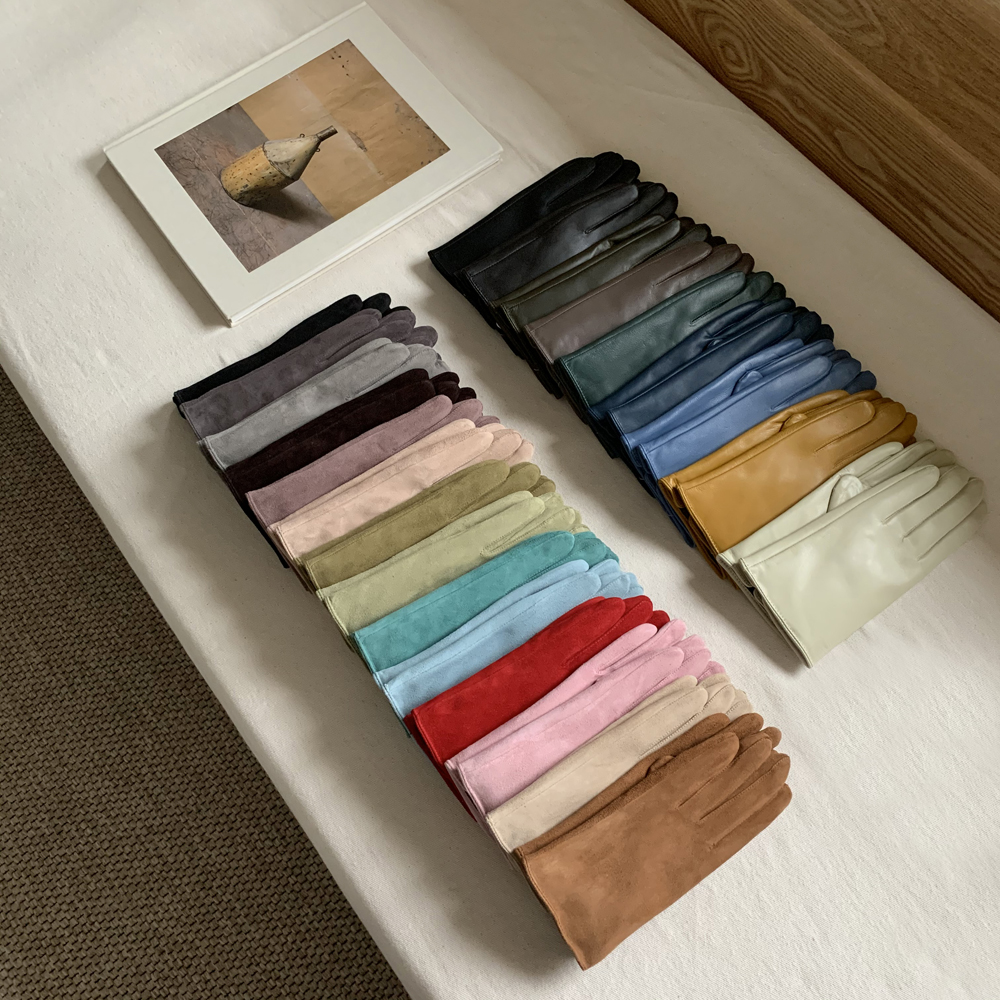 (백화점 납품) 천연 스웨이드 기모 여성 겨울장갑 털 가죽 장갑 스마트폰 터치 손가락 장갑 상세 이미지 4